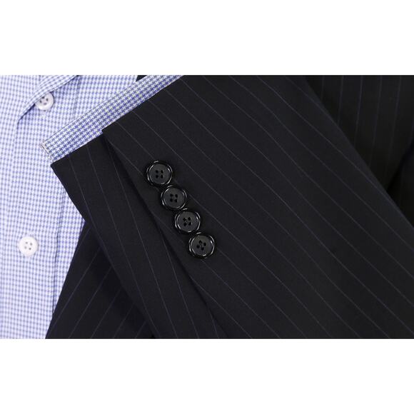 Brooks Brothers BrooksCool Black Sky Blue Pinstripe 2-Btn Suit Jacket Blazer 42L - Picture 6 of 8